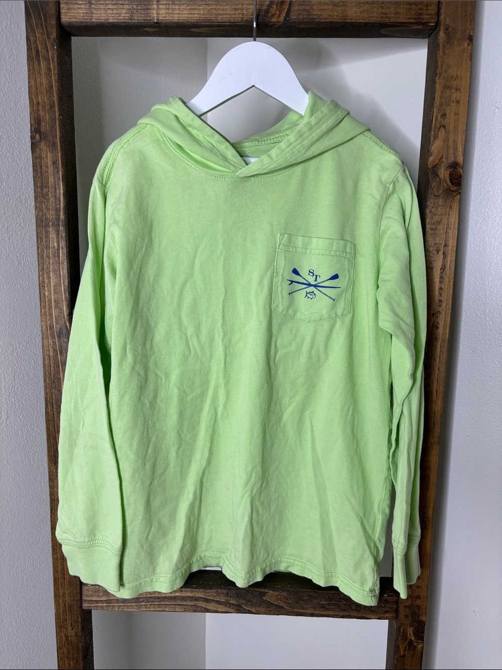 Southern Tide Youth Lime Green Hooded Long-Sleeve with Pocket Size M
